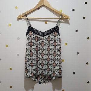 Patterned Spaghetti Strap Blouse